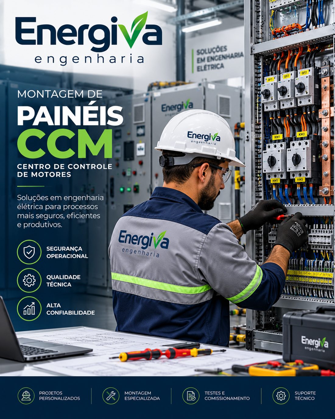 Montagem de painéis CCM Energiva Engenharia